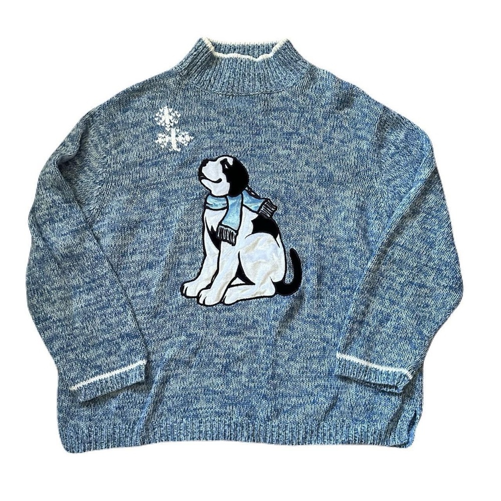 Vintage Y2K Women’s Big Dogs snowflake embroidered turtle neck sweater XL